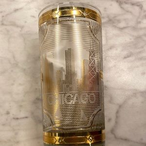 Chicago Skyline 22K Vintage Culver Drinking Glass